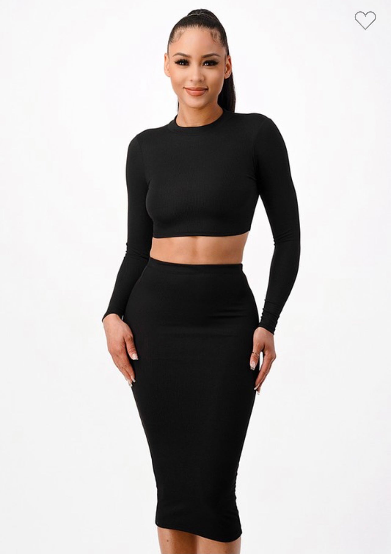 Sassy But Classy Two Piece Crop Top And Midi Skirt
